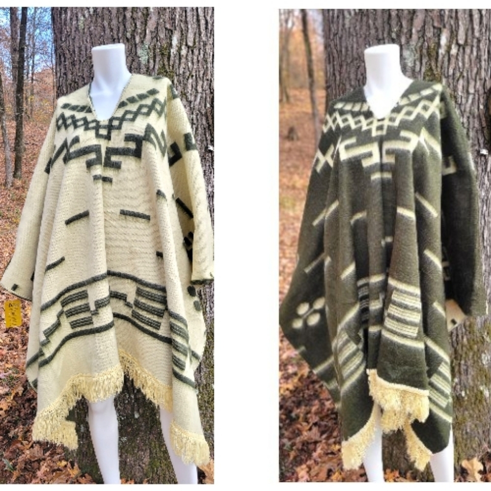Clint Eastwood Western Cowboy Poncho Serape handmade Alpaca wool olive